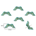 Teal acrylic baroque wings bead with gold pattern for jewelry DIY 21x8mm size - Wing / 50 Pieces/Pack (8x21mm, Aperture approx 1.5mm) / Cyan Blue