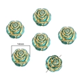 Lake blue acrylic rose bead with gold edges, 14mm size for DIY jewelry making - Rose Flat Bead (14mm) / 30 Pieces/Pack (Aperture approx 1.5mm) / Cyan Blue
