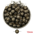 Vintage μαύρη ακρυλική χάντρα 13mm με χρυσό λουλουδάτο σχέδιο για κατασκευή κοσμημάτων - Μικρή Στρογγυλή Χάντρα Λουλούδι / 35 τεμάχια/πακέτο (13mm) / Μαύρο