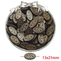 Vintage ακρυλικές χάντρες 13x21mm σε μαύρο και χρυσό για χειροποίητα κοσμήματα - Μεγάλη Οβάλ Χάντρα / 40 τεμάχια/πακέτο (13x21mm) / Μαύρο