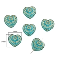 Turquoise acrylic heart beads with gold floral patterns for jewelry making, 18mm size - Heart Bead / 15 Pieces/Pack (17x18mm, Aperture approx 1.5mm) / Cyan Blue