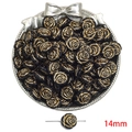 Vintage 14mm μαύρες και χρυσές ακρυλικές χάντρες τριαντάφυλλο για χειροποίητα κοσμήματα - Επίπεδη Χάντρα Τριαντάφυλλο Διπλής Όψης / 50 τεμάχια/πακέτο (14mm) / Μαύρο