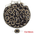 Γαλλική vintage ακρυλική χάντρα 13x18mm μαύρο και χρυσό για κατασκευή κοσμημάτων DIY - Τετράγωνη Ανάγλυφη Χάντρα / 30 τεμάχια/πακέτο (13x18mm) / Μαύρο