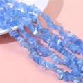 Perles en œil de chat bleu ciel irrégulières pour la création de bijoux DIY - Bleu Moyen