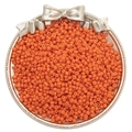 Vibrant orange glass seed beads for DIY jewelry displayed on a silver bow tray - Orange