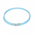 Light blue beaded wire necklaces with silver screw clasps for DIY jewelry making - 1mm x 46cm (10 Pieces/Pack) / Sky Blue