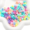 Colorful macaron acrylic barrel beads for DIY jewelry making in a white petal bowl - Solid Color Barrel Beads (#08)
