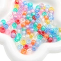Colorful AB coated acrylic pony beads with large holes for DIY jewelry making - AB Plated Transparent Barrel Beads (#12)