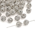 Silberne hohle Zwischenperlen mit glitzernden Kristallen für DIY-Schmuckherstellung - #03 Stil 8mm Silber (5 Stk./Pack)