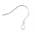 Crochets d'oreilles en argent sterling S925 avec spirale pour création bijoux DIY - Style V418 (FGS013) / 10x18mm (2 pièces/paquet) / Argent