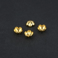 DIY jewelry accessory golden brass flower petal bead cap with five rounded leaves and shiny finish - Single-layer 5-petal Bead Cap Electroplated Gold