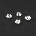 Silver-plated brass flower-shaped bead caps for DIY jewelry making and hair accessories - Single-layer 5-petal Bead Cap Electroplated Silver