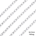 Silver stainless steel 8x13mm oval link chain for DIY jewelry making, 1 meter pack - 1 Meter/Pack / Melon Seed Link Chain
