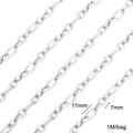 Silver stainless steel chain with 11mm and 7mm embossed oval links for DIY jewelry making - 1 Meter/Pack / Figaro Embossed Chain