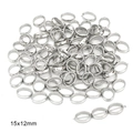 Silberne ovale 15x12mm CCB Hohlperlen für DIY-Schmuckherstellung und Zubehör-Verbindungen - Öffnung ca. 1.5mm / Hohles Oval 15x12mm (50 Stück/Packung) / Weißgold