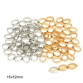 Goldene und silberne 15x12mm hohle Ovalperlen für DIY-Schmuck und Armbandherstellung - Öffnung ca. 1.5mm / Hohles Oval 15x12mm (50 Stück/Packung) / Gold + Weiß K