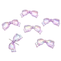 DIY colorful acrylic bow beads with aurora purple finish for handmade jewelry making - 13x29mm / Set of 4 / Purple