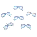 Iridescent aurora blue acrylic bow beads for DIY craft and phone chain accessories - 13x29mm / Set of 4 / Blue
