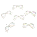DIY translucent acrylic bow beads with aurora rainbow finish for jewelry making - 13x29mm / Set of 4 / White