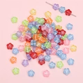 Perline colorate a fiore da 10mm in acrilico per braccialetti e collane fai-da-te - Perlina Alfabeto Fiore di Prugno (BSD755) / 100 Pezzi/Confezione (10mm) / Trasparente Iridescente