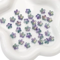Handmade cherry blossom glass beads with purple-green gradient and gold powder - Gold Green Purple (10 Pieces/Pack)