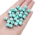 Pale light blue square ceramic beads with glossy glaze finish for DIY jewelry - Lake Blue