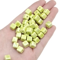Pale green cubic ceramic beads with glossy finish for DIY jewelry and bracelets - 6mm (10 Pieces/Pack, Hole approx. 2mm) / Fluorescent Green