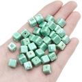 Light green square ceramic spacer beads for DIY jewelry making and handmade crafts - 6mm (10 Pieces/Pack, Hole approx. 2mm) / Green