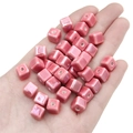 Pink pearlescent ceramic square beads for DIY jewelry and handmade bracelets - Watermelon red