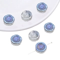 Iridescent blue and clear glass flower spacer beads for DIY jewelry making and crafts - 10 Pieces Pack / Blue