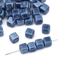 6-8mm cubic dark blue ceramic beads with glazed finish for DIY jewelry bracelet making - Ink Blue