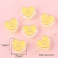 Yellow heart-shaped acrylic smiley face bead, 18x20mm size for DIY crafts making - Heart Smiley (Hole 3mm) / 4 Pieces/Pack / Yellow