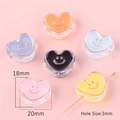 Set of 20mm heart-shaped acrylic smile beads in macaron colors for DIY jewelry making - Heart Smiley (Hole 3mm) / 4 Pieces/Pack / Multicolor
