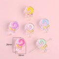 Colorful resin lollipop charms with spiral pattern and bow for DIY jewelry making - Lollipop (Hole Approx 3.5mm) / 4 Pieces/Pack / Multicolor