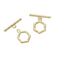Cierre de palanca hexagonal bañado en oro 18K con textura en relieve para joyería DIY - Oro 14K - Estilo Hexágono (#05)