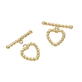 Cierre de palanca de corazón dorado con textura de cuerda para joyería - Oro 14K - Estilo Corazón con Textura (#08)