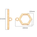 Rose gold vintage toggle clasp set with hexagon ring and textured T-bar for DIY jewelry - Hexagon Style / Set 1