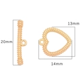 Golden vintage heart toggle clasp for DIY jewelry, 20mm T-bar and 14mm heart ring set - Rivet Heart Style / Set 1