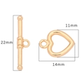 22mm gold heart OT toggle clasp set for DIY jewelry making and bracelet closure - Polished Heart Style / Set 1