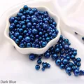 Polished dark blue ABS faux pearls with holes in various sizes for DIY crafts - Diameter 3-8mm Hole Approx 1mm 50g/Bag Approx 750 Pcs / Dark Blue