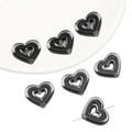 Perles de cœur en acrylique noir transparent pour bijoux et chaînes de téléphone - 5 Pièces/Paquet (23x20mm) / Noir