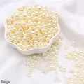 Beige ABS round faux pearls in mixed sizes for DIY jewelry crafting and accessories - Diameter 3-8mm Hole Approx 1mm 50g/Bag Approx 750 Pcs / Off White