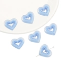 Perles de coeur en acrylique bleu ciel pour porte-clés DIY avec un design à double couche - 5 Pièces/Paquet (23x20mm) / Bleu