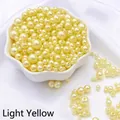 Light yellow ABS imitation pearls with holes in various sizes for DIY crafts - Diameter 3-8mm Hole Approx 1mm 50g/Bag Approx 750 Pcs / Light Yellow