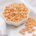 Champagne iridescent ABS faux pearl beads for DIY crafts and accessory making - Diameter 3-8mm Hole Approx 1mm 50g/Bag Approx 750 Pcs / Champagne