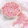 Lustrous light pink ABS faux pearls in various sizes for DIY jewelry making - Diameter 3-8mm Hole Approx 1mm 50g/Bag Approx 750 Pcs / Light Pink