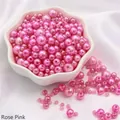 Peach pink ABS faux pearls with high luster and holes for DIY jewelry making - Diameter 3-8mm Hole Approx 1mm 50g/Bag Approx 750 Pcs / Hot Pink