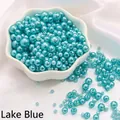 Lake blue ABS faux pearls for DIY jewelry making, mixed size round loose beads - Diameter 3-8mm Hole Approx 1mm 50g/Bag Approx 750 Pcs / Lake Blue