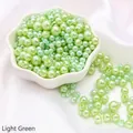 Lustrous light green ABS faux pearl round beads with holes for DIY jewelry making - Diameter 3-8mm Hole Approx 1mm 50g/Bag Approx 750 Pcs / Light Green