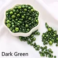 Deep green faux pearl round beads with pearlescent finish for DIY jewelry making - Diameter 3-8mm Hole Approx 1mm 50g/Bag Approx 750 Pcs / Dark Green